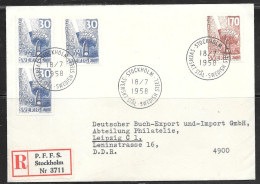 1958 Stockholm Registered (18/7 1958) To DDR (East Germany) - Briefe U. Dokumente