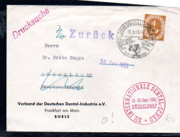 DENISTRY -  GERMANY - 1954 -COVER  TO DUSSELDOR WITH DENTAL SCHOOL P/MARK AND DENTAL CACHET IN RED - Medicina