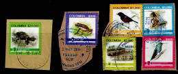 0004E-KOLUMBIEN-COLOMBIA 2015- USED - BIRDS, FROG, HUMMINGBIRD, MONKEY, CROCODILE-ENCLOSED SCARCE TOP VALUE SET - Colombia