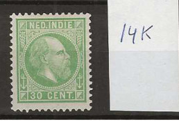 1870 MH Nederlands Indië NVPH 14K Perf  12 1/2. - Netherlands Indies