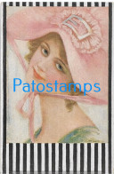 228548 ART ARTE SIGNED GODELLA FACE WOMAN WITH A HAT POSTAL POSTCARD - Autres & Non Classés