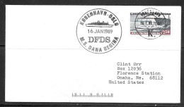 1989 DFDS Ferry Cancel, M.S. Dana Regina, 16 Jan 1989, Kobenhavn-Olso  - Covers & Documents