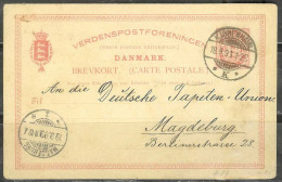 1893 Used 10ore Card Kjobenhavn To Magdeburg, Berlin, Germany - Lettres & Documents