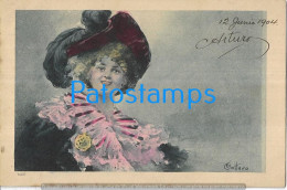 228550 ART ARTE SIGNED GOTTARO WOMAN WITH A HAT POSTAL POSTCARD - Other & Unclassified