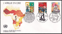 UNO NEW YORK - WIEN - GENF 1986 TRIO-FDC Afrika In Not - New York/Geneva/Vienna Joint Issues