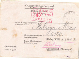 KRIEGSGEFANGENENPOST CAMP PRISONNIERS GUERRE 39/45 FABREGA PUISSERGUIER STALAG XVII B GEPRÜFT 247 CENSURE MILITARIA - Oorlog 1939-45