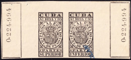 ESPAGNE / ESPANA - COLONIAS (Cuba) 1894/95 "PAGOS AL ESTADO" Fulcher 1135+1148 5c Sello Doble Usado (0.224.994) - Kuba (1874-1898)