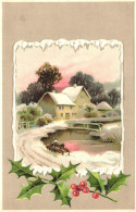 ILLUSTRATION, ARCHITECTURE, LAKE, BRIDGE, FLOWER, SWITZERLAND, EMBOSSED POSTCARD - Non Classés