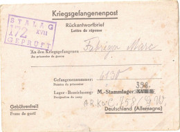 KRIEGSGEFANGENENPOST CAMP PRISONNIERS GUERRE 39/45 FABREGA PUISSERGUIER STALAG XVII B GEPRÜFT 172 CENSURE MILITARIA - 2. Weltkrieg 1939-1945