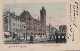 Gruss Aus Basel, Markt Mit Neuem Rathaus ⵙ  BASEL 11.Vll.03, Zum: 65B, Mi: 53Y - Bâle