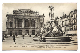 CPA - 34.Montpellier. Le Théâtre Et La Fontaine Des Trois Grâces - Montpellier