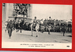 (RECTO / VERSO) PARIS - LES FETES DE LA VICTOIRE LE 14 JUILLET 1919 - LE DEFILE - LE MARECHAL PETAIN - CPA - Guerra 1914-18