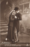 FANCY CARDS, ELEGANT MAN AND WOMAN WITH HAT, STELLDICHEIN, DATE, DANCING, SWITZERLAND, POSTCARD - Mujeres