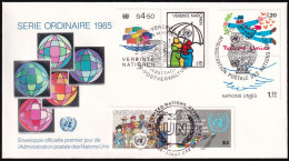 UNO NEW YORK - WIEN - GENF 1985 TRIO-FDC Dauerserie - Gezamelijke Uitgaven New York/Genève/Wenen