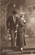 FANCY CARDS, ELEGANT MAN AND WOMAN WITH HAT, STELLDICHEIN, DATE, SWITZERLAND, POSTCARD - Femmes