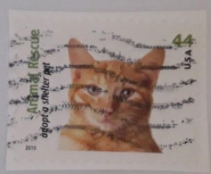 VERINIGTE STAATEN ETATS UNIS USA 2010 ANIMAL RESCUE:ORANGE TABBY CAT 44¢  USED ON PAPER SN 4460 YT 4281 MI 4620 SG 5047 - Used Stamps