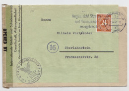 D,All.Bes.,Gem, Mi.Nr. 925 I. Kontrollratsausgabe (24 Pf), Zensur - Covers & Documents