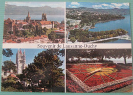 Lausanne (VD) Ouchy - Mehrbildkarte "Souvenir De Lausanne-Ouchy" / Blumenuhr - Lausanne