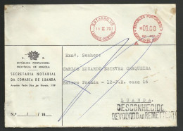 Angola Portugal EMA Cachet Rouge 1970 + Retour A L'expediteur D'avant 1911 Franking Meter + Return To Sender Mark 1911 - Angola