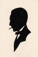 Silhouette Man Smoking Cigarette Old Card Hand Made With Scissors - Siluette