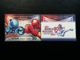 Stamp 3-13 - Serbia 2021 - VIGNETTE + Stamp - World Boxing Championships - Serbie