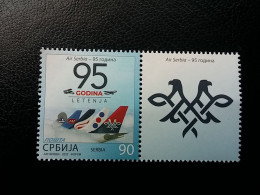Stamp 3-13 - Serbia 2022 - VIGNETTE - Air Serbia – 95 Years, Avion, Plane, Avio - Servië