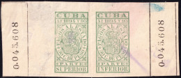 ESPAGNE / ESPANA - COLONIAS (Cuba) 1894/95 "PAGOS AL ESTADO" Fulcher 1139+1152 50c Sello Doble Usado (0.045.608) - Kuba (1874-1898)