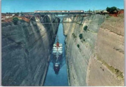 CORINTHE.  -   Le Canal.   Avec Un Train Sur Le Pont Et Un Bateau Dans Le Canal. - Grèce