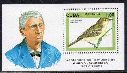 CUBA  1996 - Juan Gundlach - Ornithologist - Bird - MNH Souvenir Sheet - Nuevos