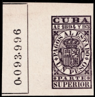 ESPAGNE / ESPANA - COLONIAS (Cuba) 1894/95 "PAGOS AL ESTADO" Fulcher 1140 1P Parte Superior Sin Gomar (0.093.996) - Cuba (1874-1898)