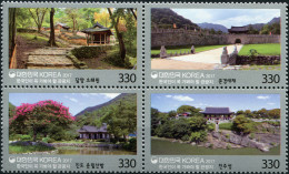 SOUTH KOREA - 2017 - BLOCK OF 4 STAMPS MNH ** - Must-visit Tourist Destinations - Korea, South