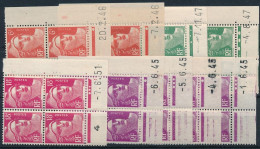 CA-109: FRANCE:  Lot Avec N°716A(2)-721(2)-724(4)-887 En Coins Datés - 1940-1949