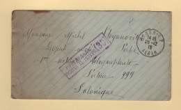 Censure Serbe Sur Lettre D'Algerie A Destination D Un Telegraphiste à Salonique - 1916 - WW I