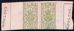 ESPAGNE / ESPANA - COLONIAS (Cuba) 1894/95 "PAGOS AL ESTADO" Fulcher 1143+1156 4P Sello Doble Usado (0.005.205) - Kuba (1874-1898)