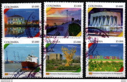 0036D - KOLUMBIEN 2018. BARRANQUILLA VIEWS. COMPLETE USED SET X 6 STAMPS. - Kolumbien