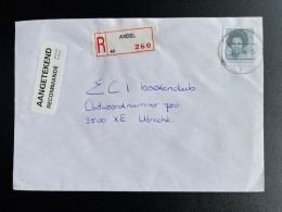 NETHERLANDS 1989 REGISTERED LETTER ANDEL TO UTRECHT 04-07-1989 NEDERLAND AANGETEKEND - Briefe U. Dokumente