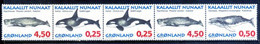 Greenland 1996 Groenlandia / Whales Strip Of Stamps From Booklet MNH  Ballenas Wale / Gl09  5-25 - Baleines