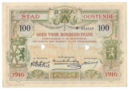 Noodgeld Oostende 100 Fr 1916 - 100 Franchi