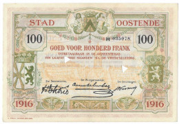 Noodgeld Oostende 100 Fr 1916 - 100 Frank