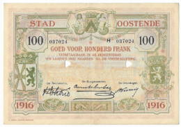 Noodgeld Oostende 100 Fr 1916 - 100 Francs