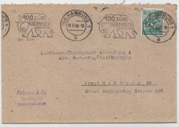 Alliierte Besatzung, MiNr. 949, Ortsbr. HH, Stempel 100 Jahre Hagenbeck, Elefant - Storia Postale