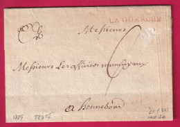 MARQUE LA GUERCHE EN ROUGE 1789 TRES BEAU TEXTE IMPRIME ILLE ET VILAINE LENAIN N°1 INDICE 20 POUR HENNEBON LETTRE - 1701-1800: Voorlopers XVIII