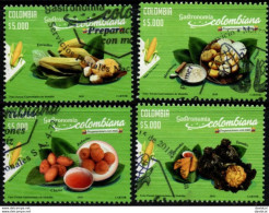 0036G- KOLUMBIEN 2018- COLOMBIAN GASTRONOMY- COMPLETE USED SET X 4 STAMPS. - Colombie