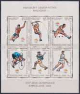 Olympische Spelen 1992 , Madagascar - Zegels Tesamen In Blok Postfris - Summer 1992: Barcelona