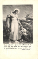 ILLUSTRATION, BIBLE QUOTE, CHRIST WALKING ON THE SEA, BOAT, SWITZERLAND, POSTCARD - Ohne Zuordnung