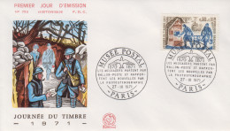 Enveloppe  FDC  1er  Jour    FRANCE    Journée  Du   Timbre     MUSEE   POSTAL     PARIS    1971 - 1970-1979