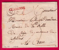 PETITE POSTE DE BANLIEUE CHARONNE EN ROUGE POUR CAEN CALVADOS SIGNE BAUDOT LENAIN N°126 DE PARIS INDICE 21 LETTRE - 1701-1800: Precursors XVIII