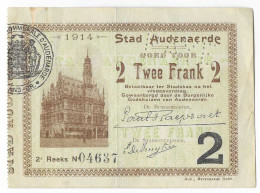 Noodgeld Audenaerde 2 Frank 1914 - Reeks 2 - 1-2 Francs