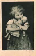 PAINTING, FINE ARTS, CHILD WITH DOLL, GIRL, SIGNED, GERMANY, POSTCARD - Paintings