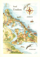 73065940 Insel Usedom Landkarte Oderbucht Kleines Haff Kompass Moewe Insel Usedo - Usedom